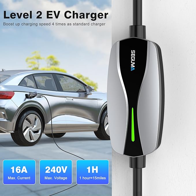 Level 1/2 EV Charger, 16Amp Electric Car Charger 25FT Cable