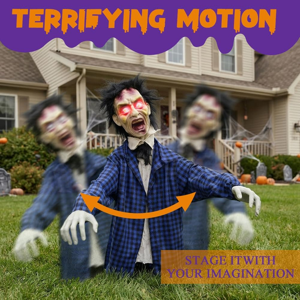 Halloween Animatronics Zombie Groundbreaker, Swaying Zombie Outdoor Decor