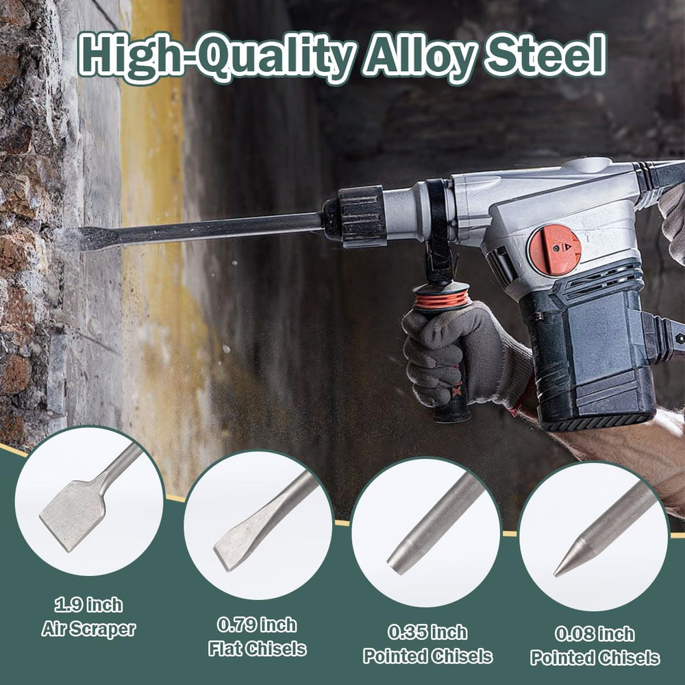 4Pcs Air Hammer Chisel Bits, 17.7 Inch Long Air Flat Chisels, Pneumatic Cold ...