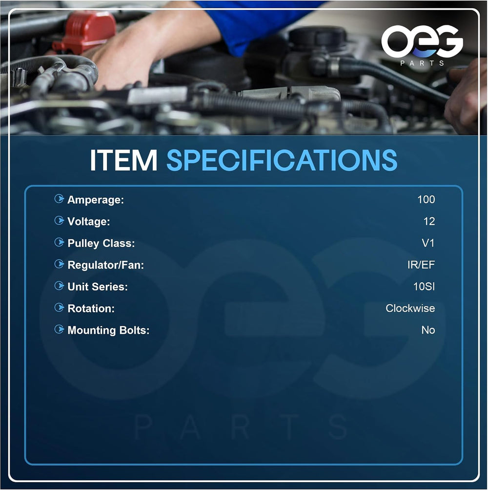 OEG Parts High Output 110A Chrome Alternator 1 Groove Pulley Self Exciting