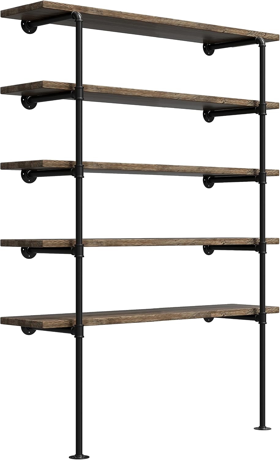 (77"Tall,14"Deep,2pcs) Industrial Retro Wall Mount Iron Pipe Shelf,...