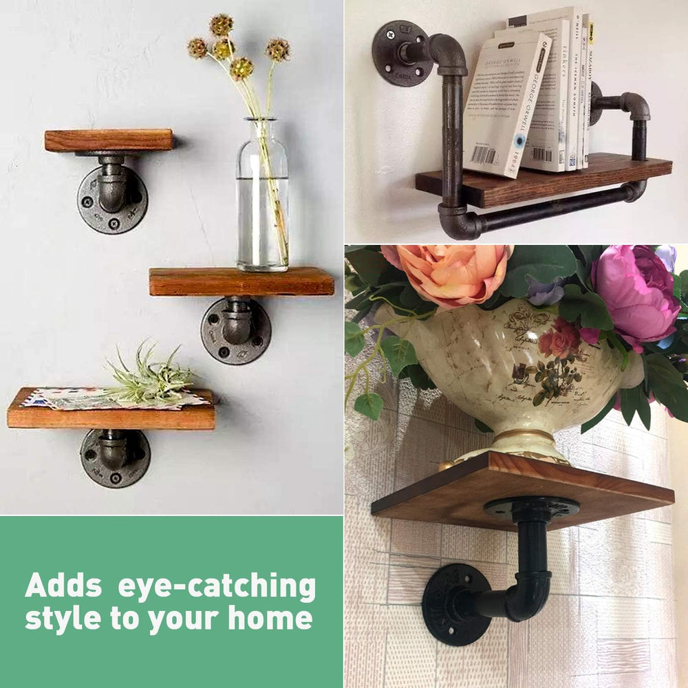 1/2" Pipe Shelf Bracket๏ผWall Mounted Floating Shelf Bracket, Steam Punk ...