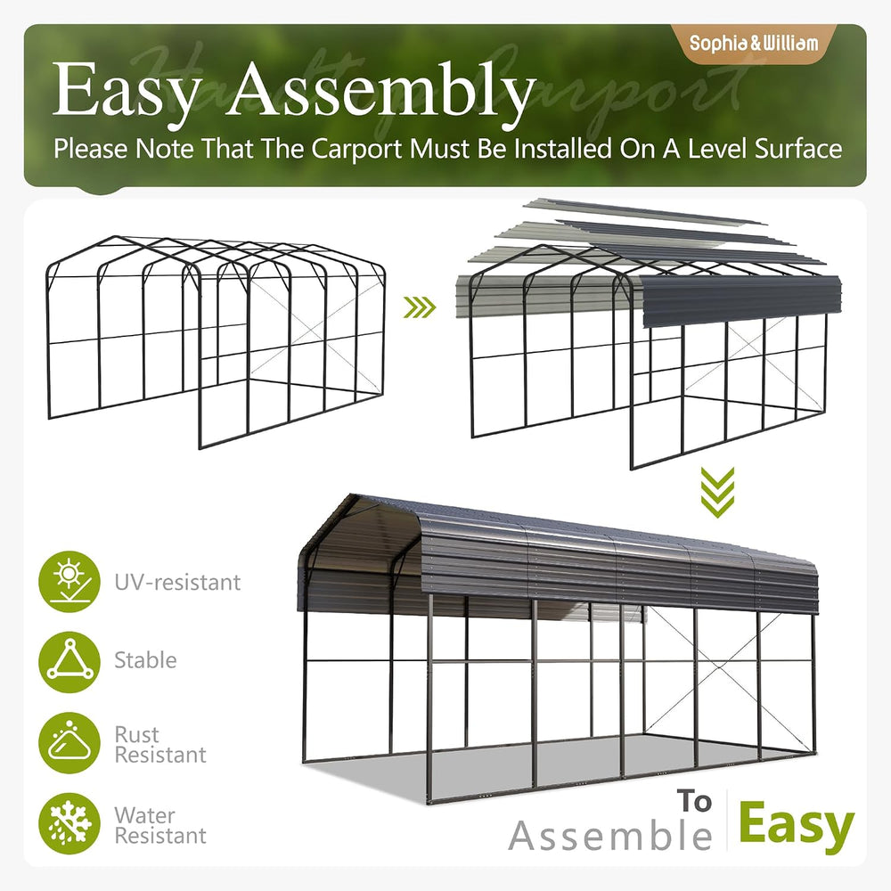 Sophia & William RV Carport14x25ft, Car Canopy Metal Heavy Duty Shelter