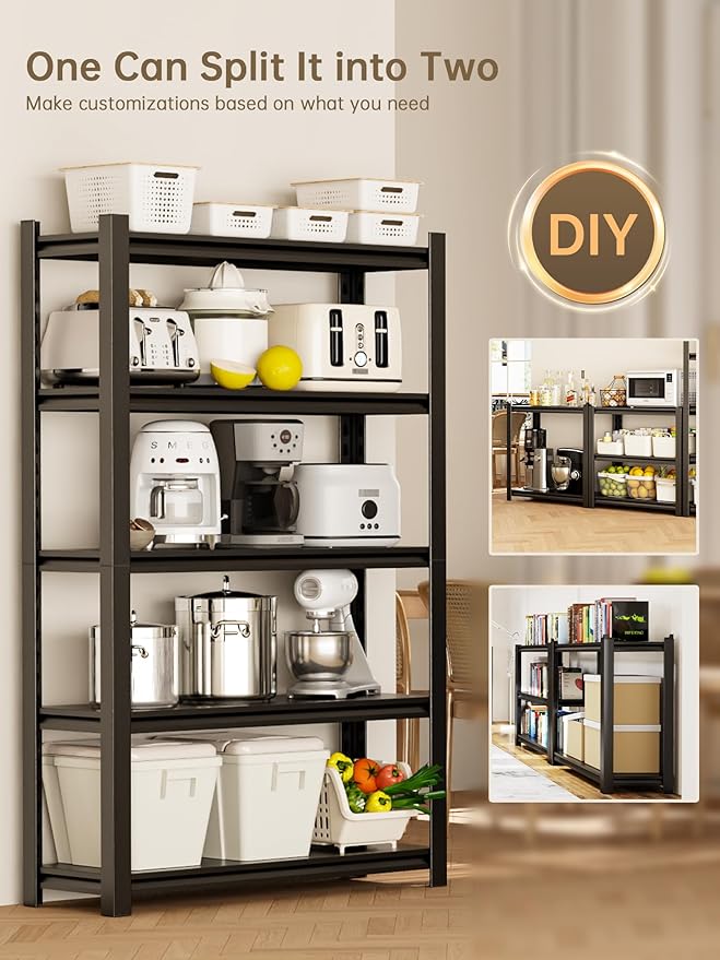 JHYKHG 72" W Storage Shelves, 5-Tier Heavy Duty Garage Shelving, Adjustable