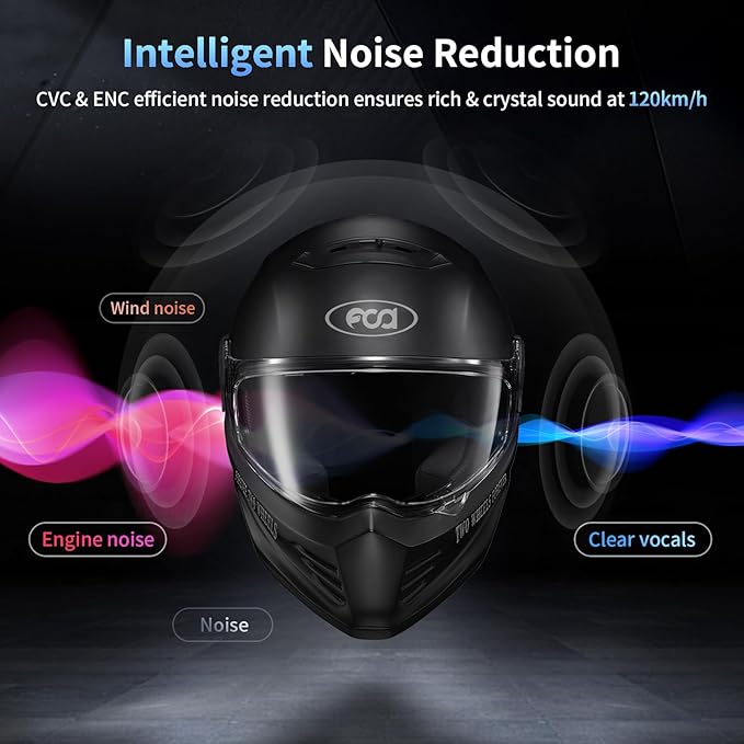 Fodsports FX-S Motorcycle Bluetooth Headset V5.4, 2-Way Helmet Intercom (2 Pack)