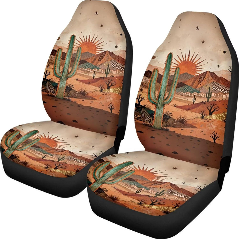 BIGCARJOB Desert Cactus Car Seat Cover Full Set Universal Car Interior Access...