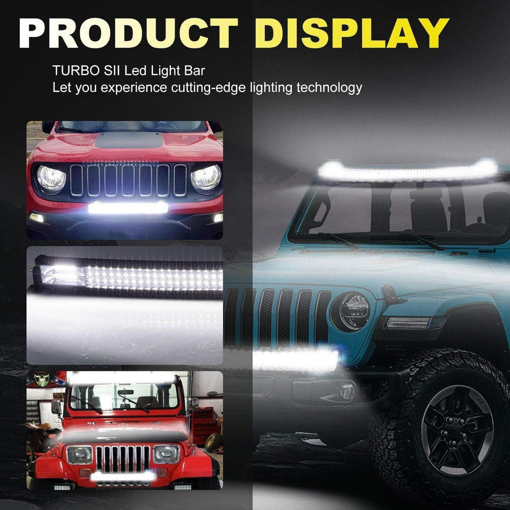 LED Light Bar 3-Row 50Inch Curved+ 2x4'' Amber/White Strobe Pods