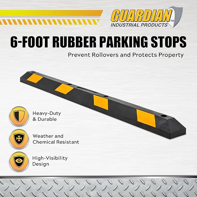 Guardian Parking Stop, 6 Foot Long Rubber Curb