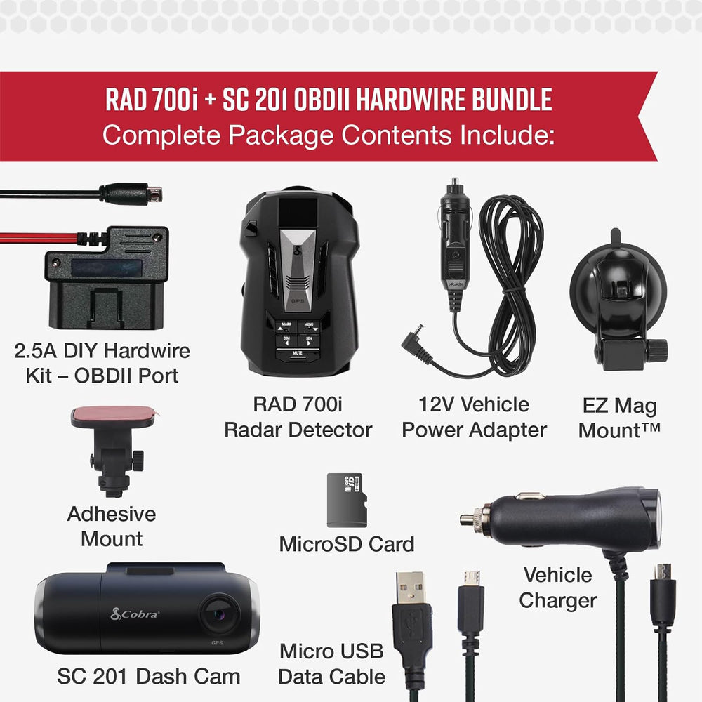 Cobra RAD 700i Radar Detector & SC 201 Smart Dash Cam Bundle