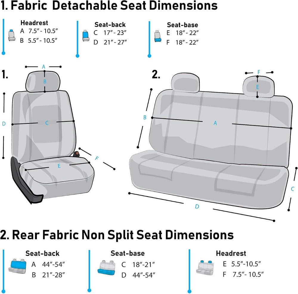 FH Group Bright Flat Cloth Full Set Automotive Seat Covers Front Set and Rear...