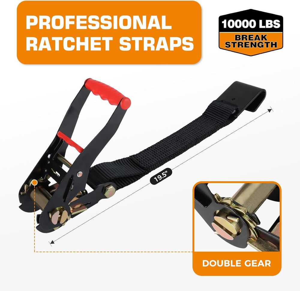 Car Tie Down Straps for Trailers (4 Pack)– Heavy Duty 2" x 120" Tra...