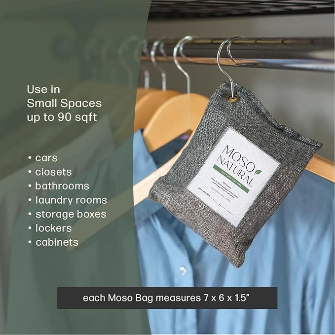 Moso Natural Air Purifying Bag 200g Bamboo Charcoal Odor Absorber (5 Pack)