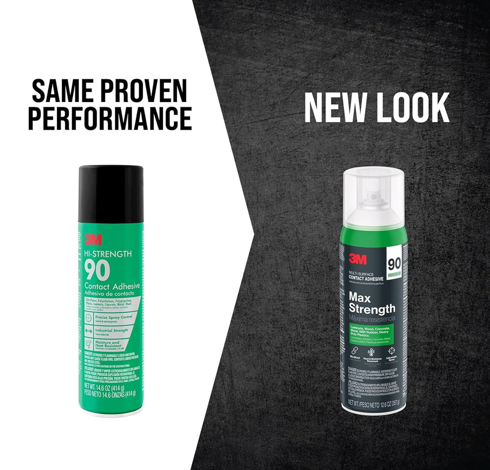 3M Max Strength 90 Contact Adhesive Spray, 12.6 oz (Pack of 2) โ Low VOC Heav...