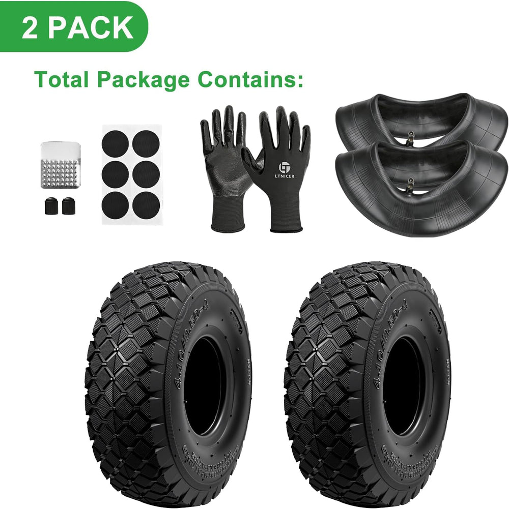 4.10/3.50-4 (4.10-4/410-4) Tire & Inner Tube with Bent Valve Stem - Unive...