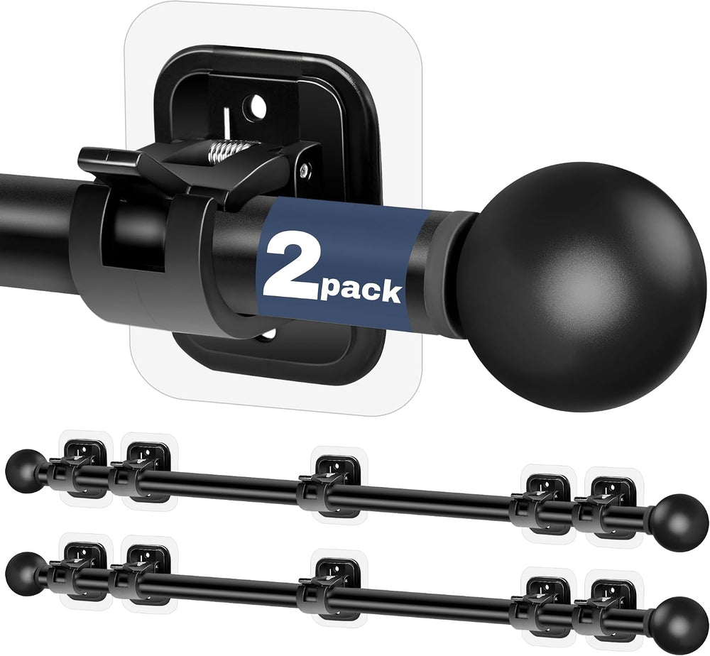 2 Pack Adhesive Curtain Rod No Drilling for Renter 66 to 120" Adjustable