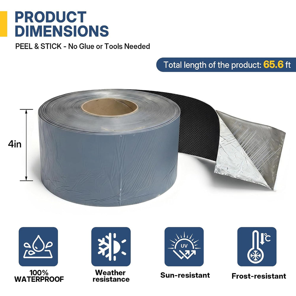 65.6ft X 4in EPDM Rubber Roofing Seam Tape, Self Adhesive Butyl Sealant Tape ...