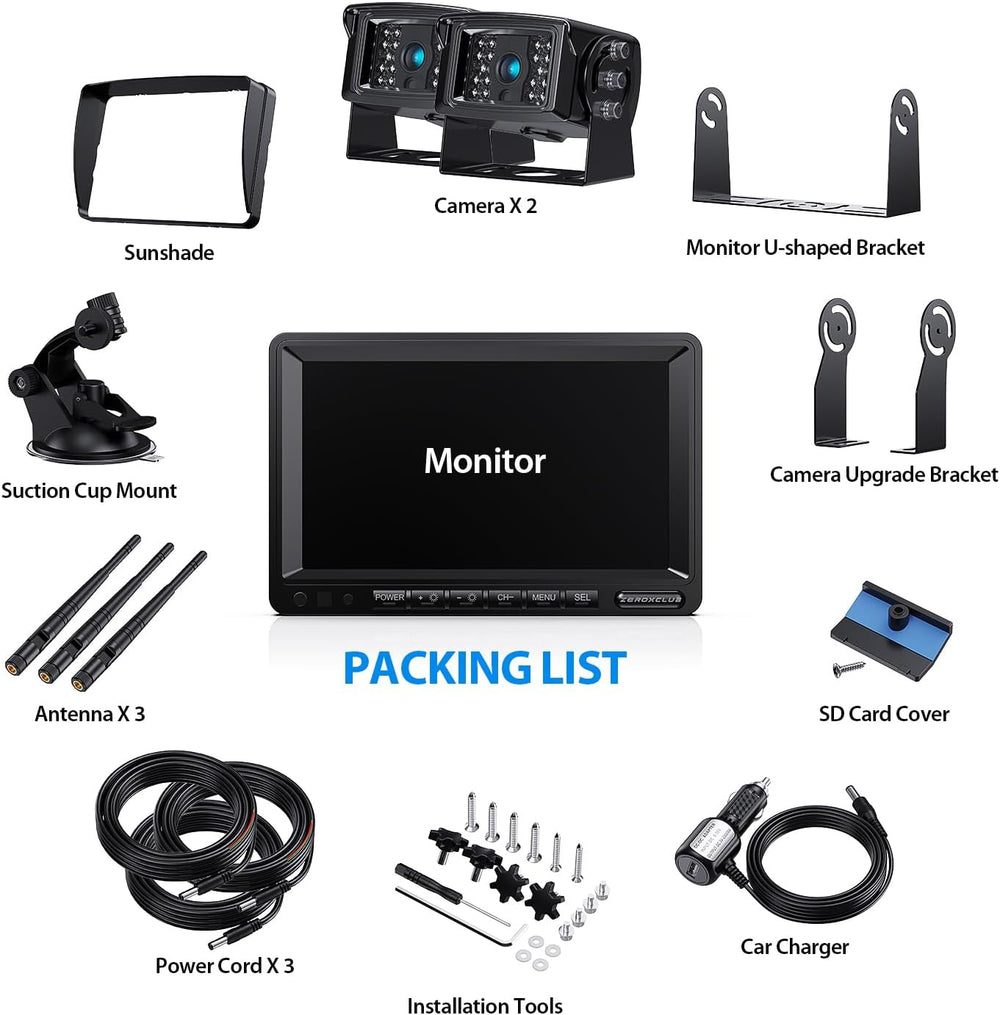 2 CAM 1080P Wireless Backup Camera System with 7'' LCD Monitor