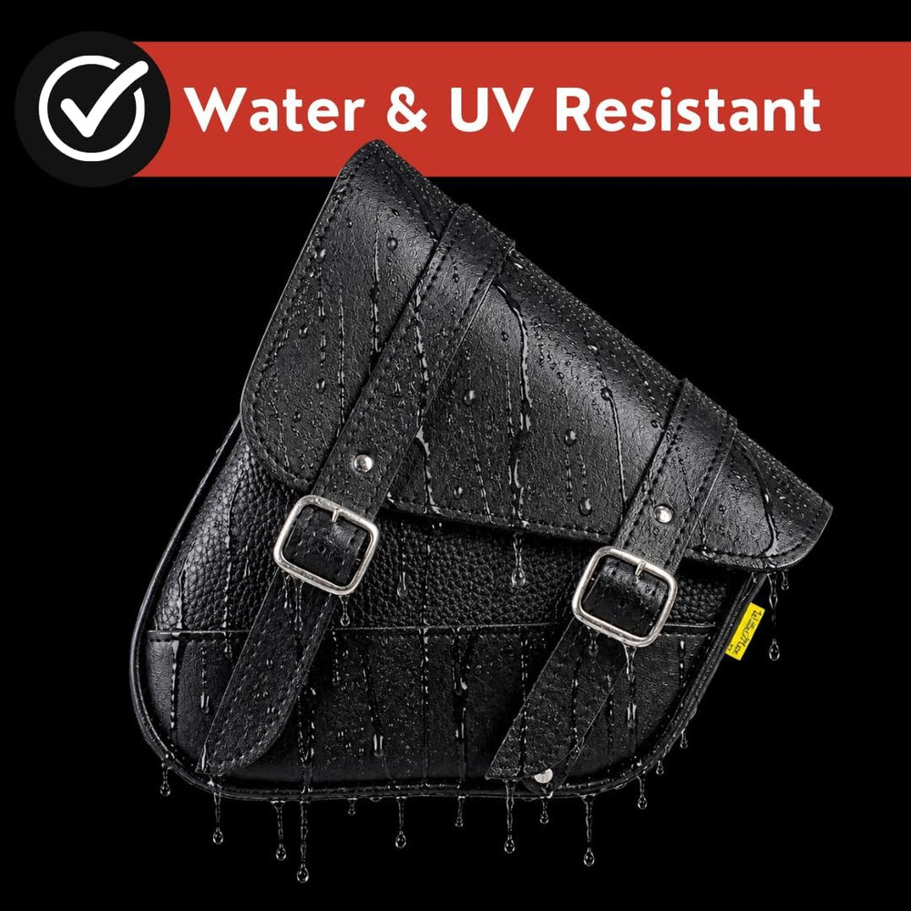 Willie & Max Black Synthetic Leather Small Motorcycle Swingarm Bag for So...