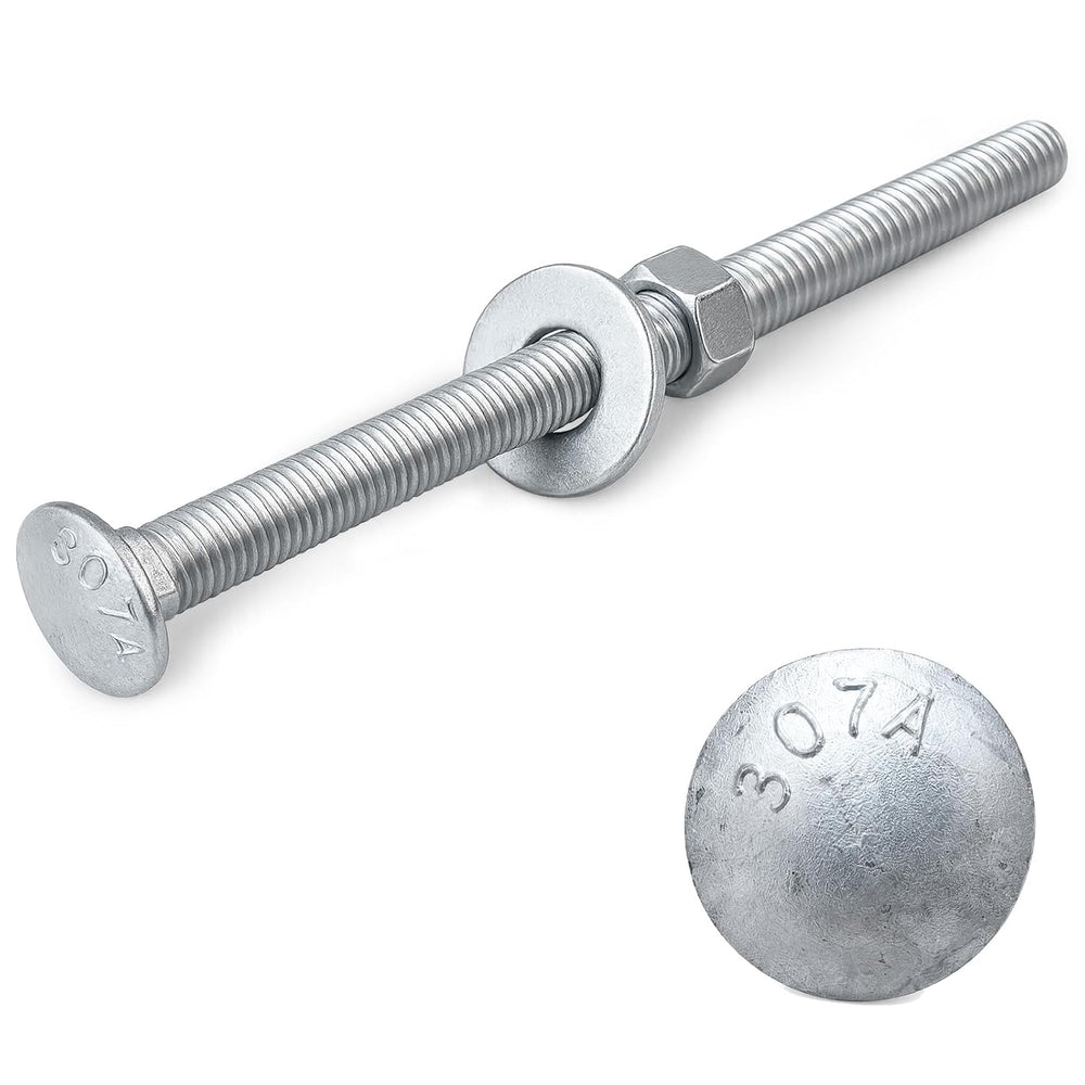 3/8" x 6-1/2" Carriage Bolt Kit 50 Pack, Grade 307A, Hot Dip Galvan...