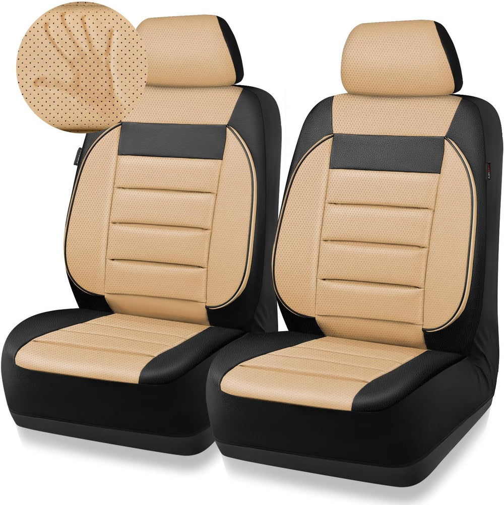 CAR PASS Faux Leather Car Seat Covers Front Seats Only, 3D Foam Support Car S...