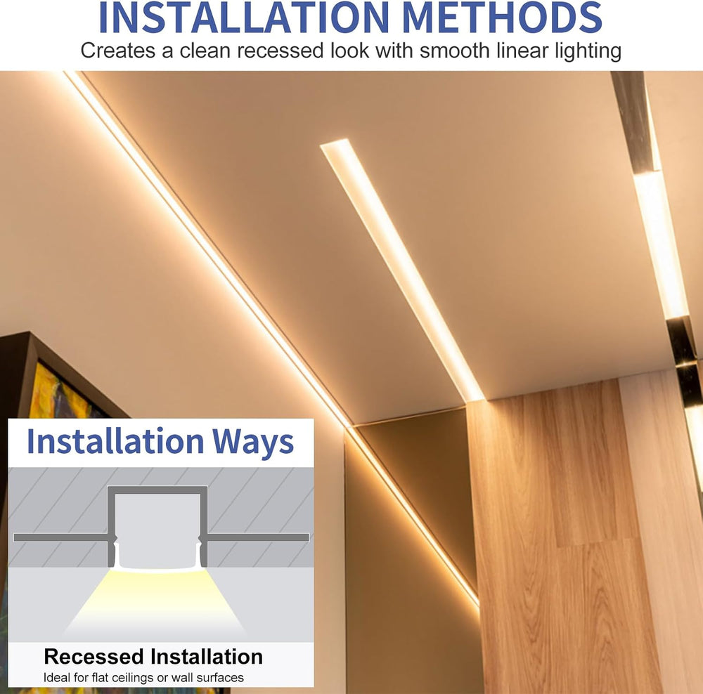 Plaster-in LED Channel, 6 Pack 3.3FT/1M Recessed Aluminum LED Profile with Mi...