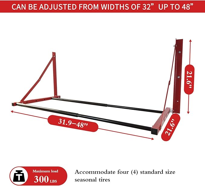 ROBLOCK Folding Tire Wheel Rack Wall Mount Multi-Tire Spare Carriers Garage x