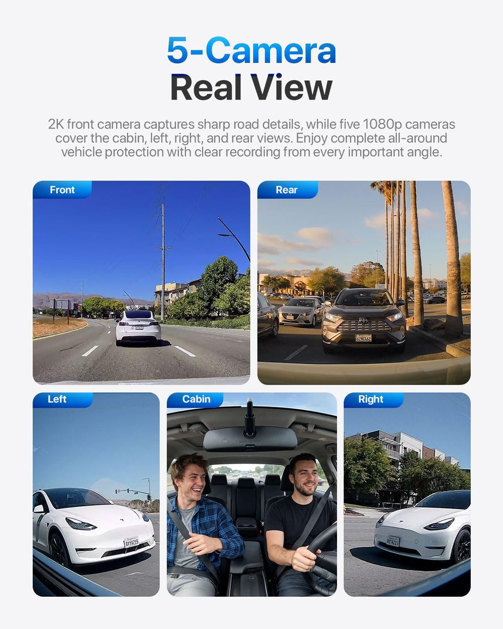 First 5 Channel 360 Dash Cam with Adjustable Modular Side Cams for License Pl...