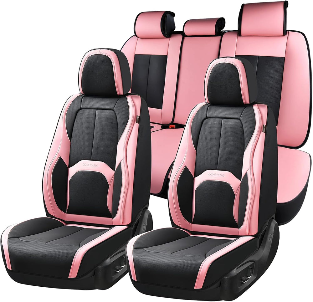 Coverado Car Seat Covers Full Set, Waterproof Nappa Leather Seat Covers for C...