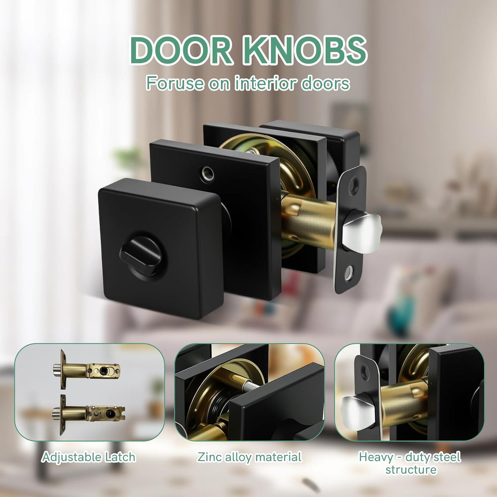 Exterior Door Knob with Deadbolt Set, Matte Black Door Knob with Deadbolt for...