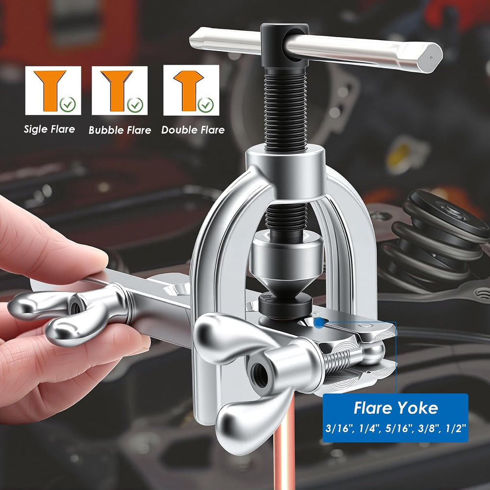 smseace 3/16" 1/4" Brake Line Flaring Tool Kit with 102Pcs Fittings