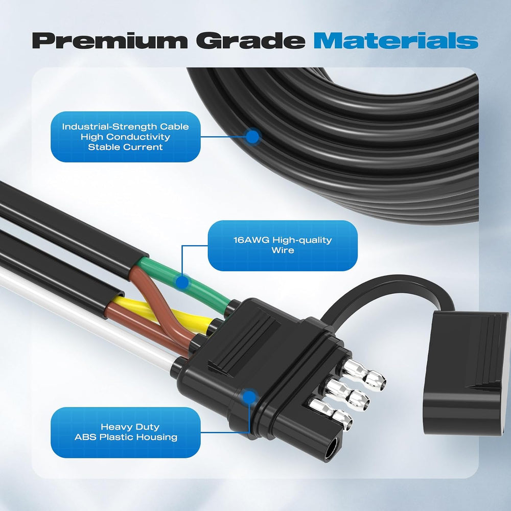 4 Pin 5 Wire Trailer Wiring Harness Kit, Malictele 50FT 16AWG Core with Jacke...