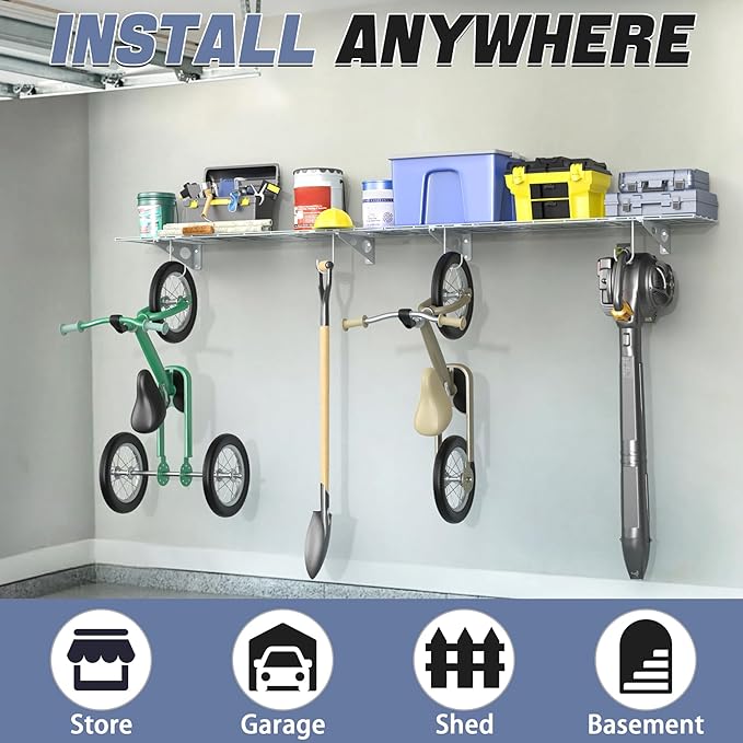 WALMANN 2-Pack Garage Wall Shelves, 1 x 4 ft/12 * 48 inch Wall Mounted Storage