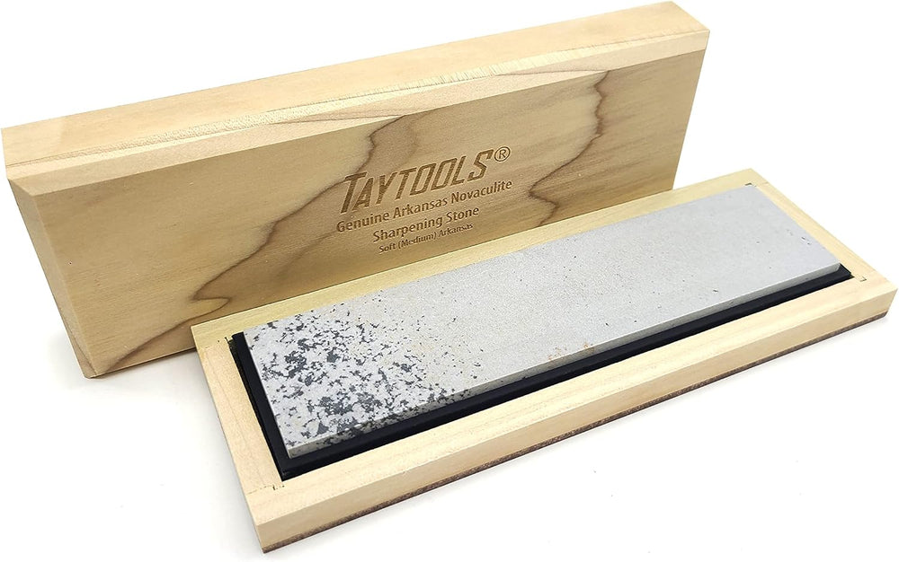 Genuine Soft (Medium) Arkansas Novaculite Knife Sharpening Bench Stone in Woo...