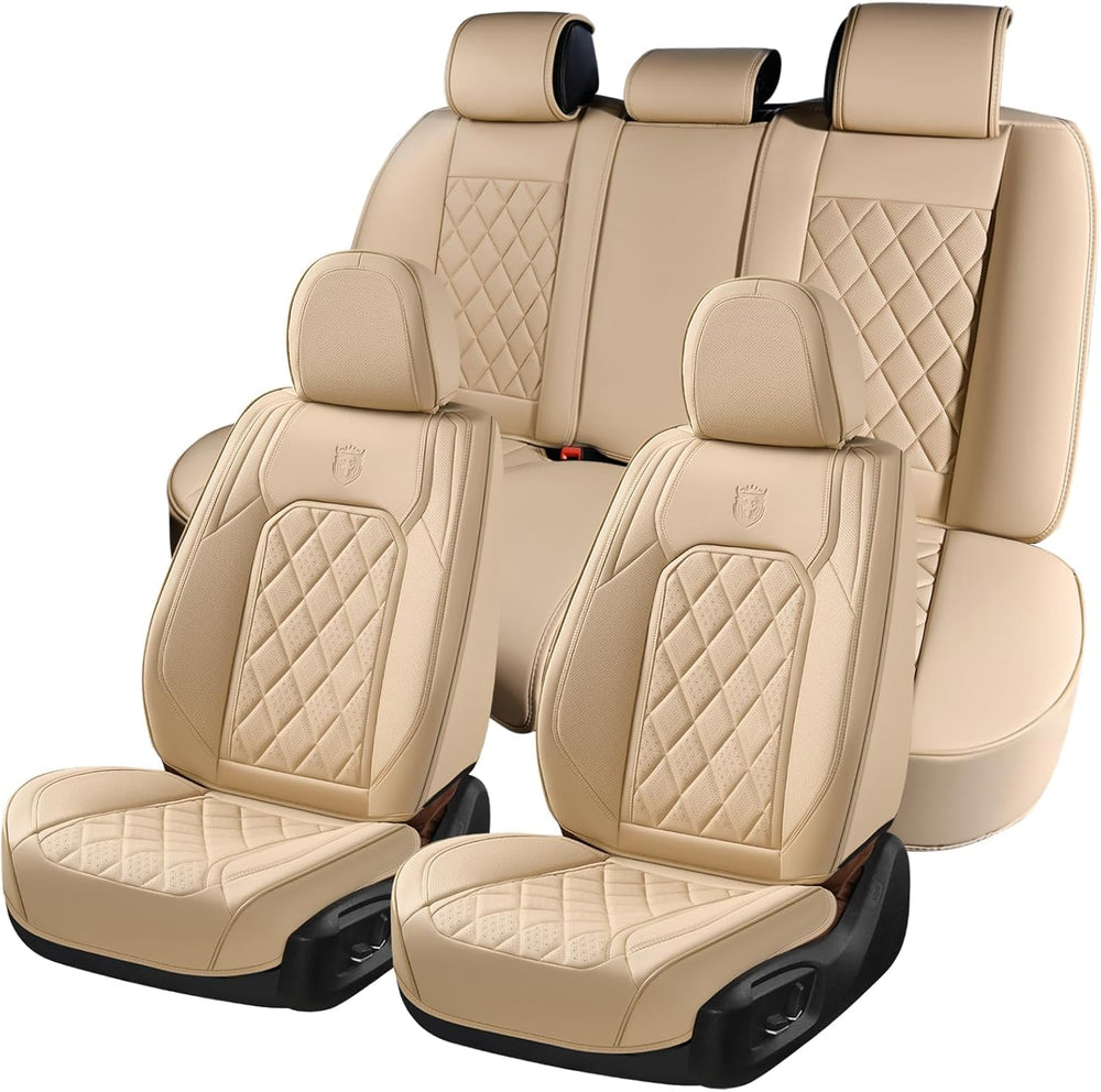 Coverado Car Seat Covers Full Set, Luxury Faux Leather Waterproof Seat Cover,...