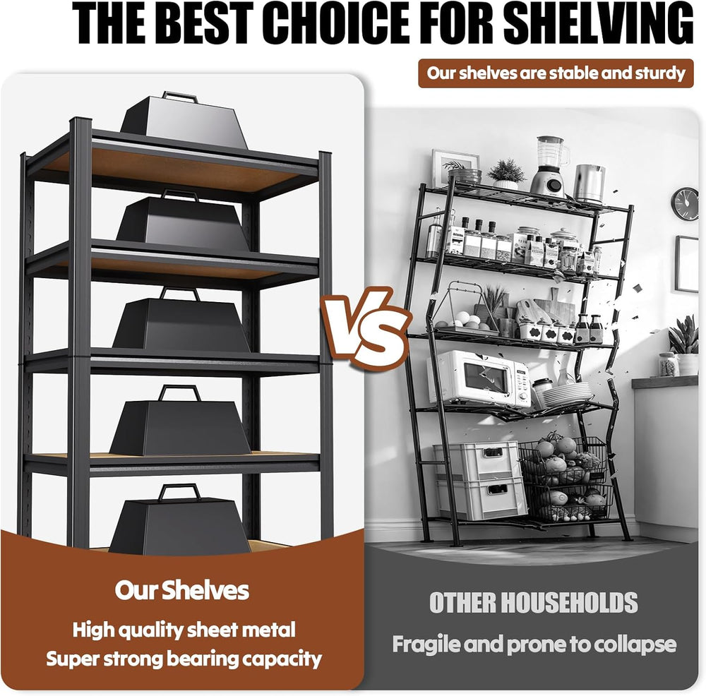 78''H Storage Shelves, Wood Garage Shelving,Adjustable Heavy Duty She...