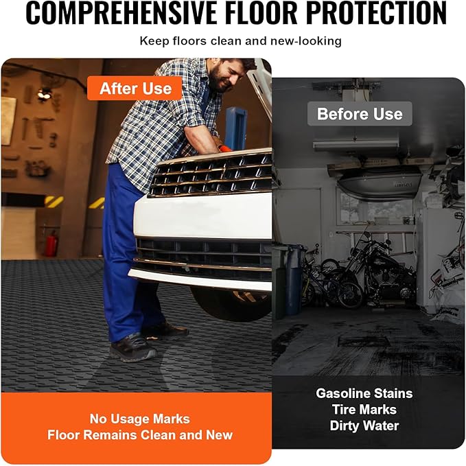 VEVOR Garage Tiles Interlocking, Non-Slip Double-Sided Texture Garage Floorin...