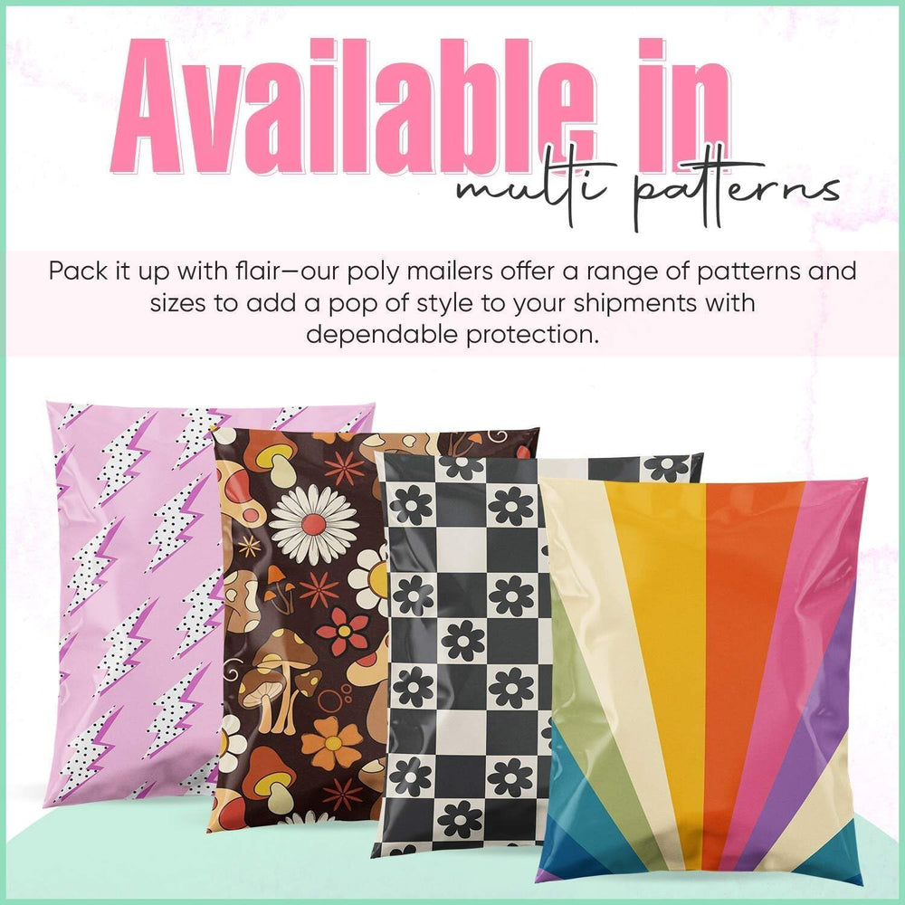 12x15 Poly Mailers, Smiles Checkerboard Shipping Bags,100 Pack