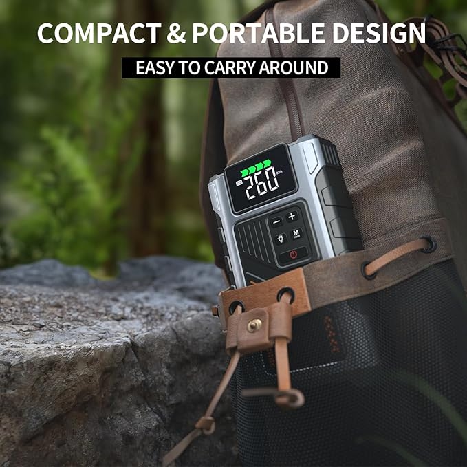 Portable Jump Starter with Air Compressor 4000A Peak with 150PSI Tire Inflator
