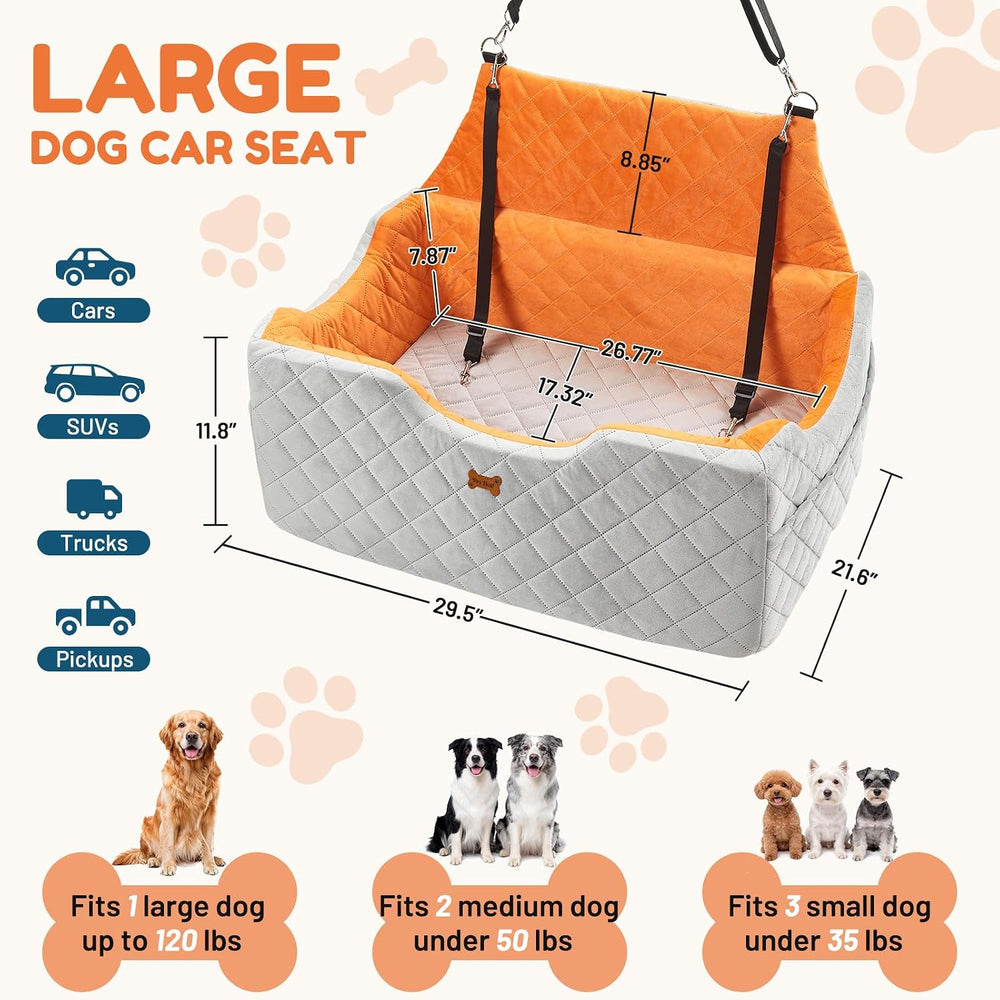 Dog Car Seat for Large Medium Dogs up to 55 lbs, Gray