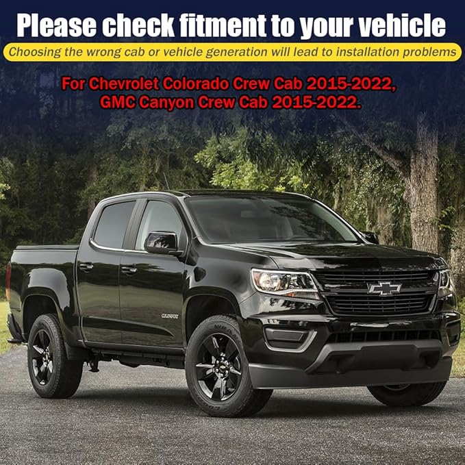 Rain Guards for Chevrolet Colorado/GMC Canyon Crew Cab 2015-2022, Tape-on Sid...
