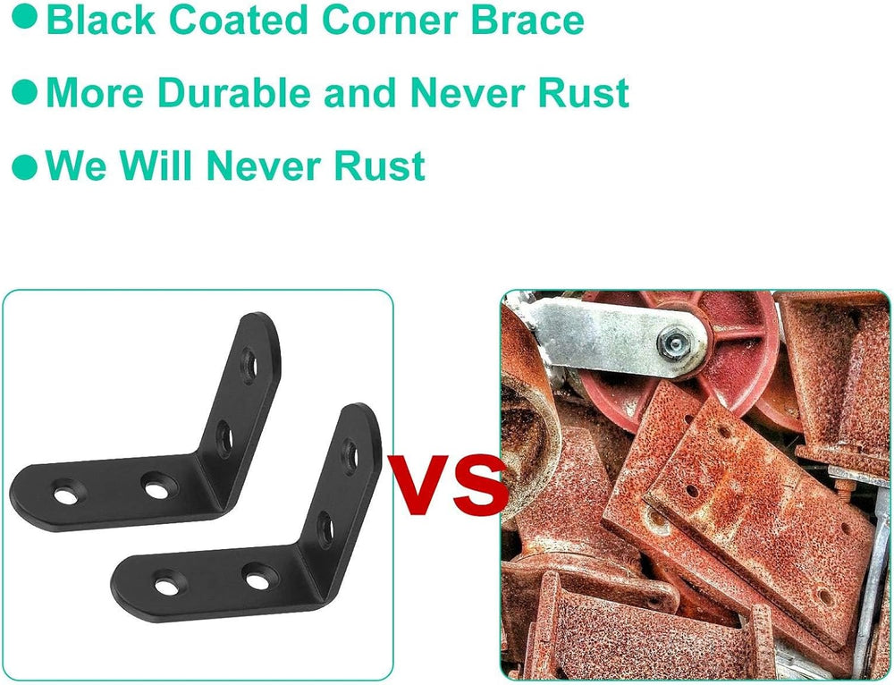 60Pcs Black Corner Bracket, 2”x2” Heavy Duty Black Corner Brace, 3MM Thicknes...