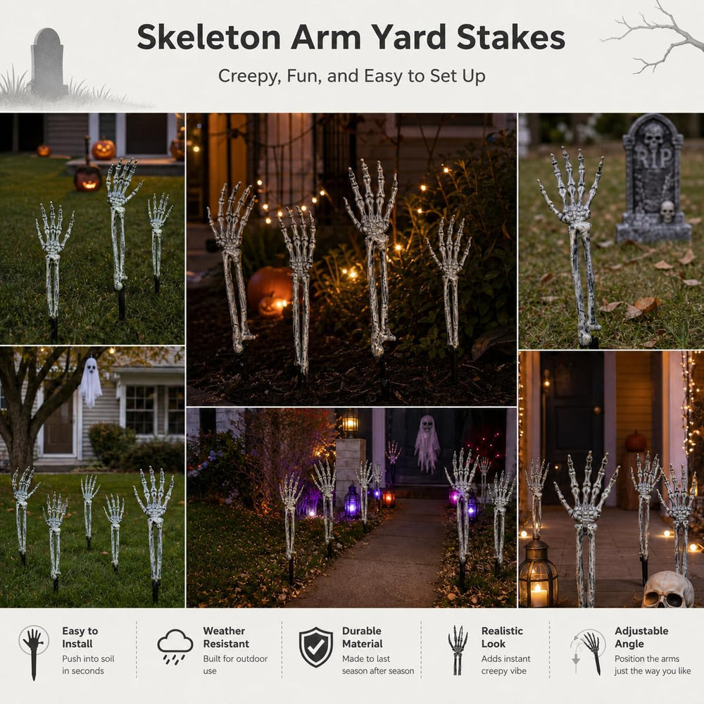 Halloween Decorations Outdoor, 8 Pcs Skeleton Arms Yard Stakes,17.7in