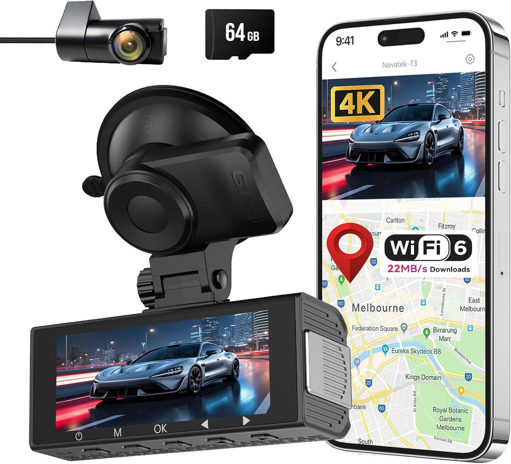 4K Dual Dash Cam Front and Rear 4K/1080P Full HD Dash Camera for Cars, 5G Wi-...