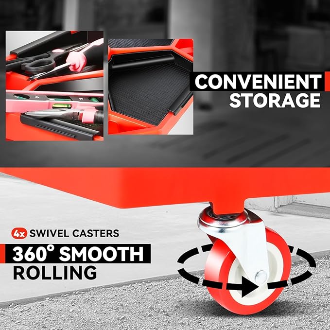 Auto Dynasty Mechanic Stool, Adjustable Rolling Pneumatic Creeper Garage Shop