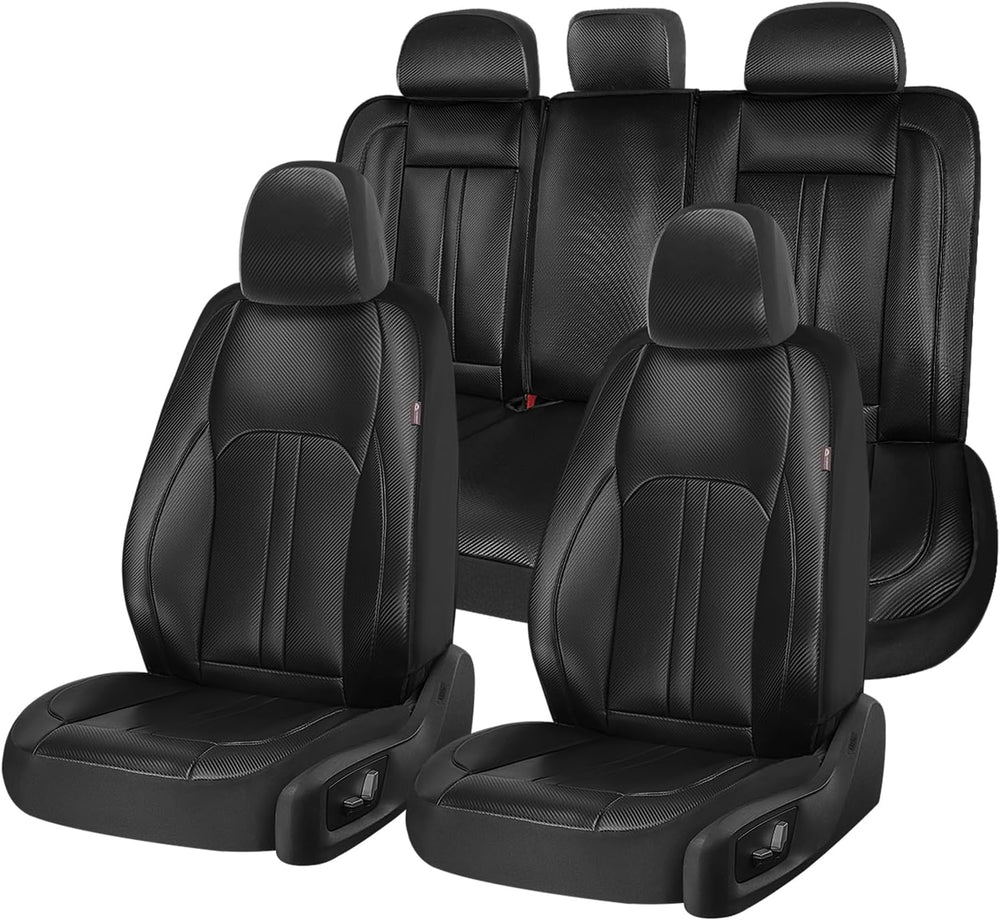 Coverado Leather Car Seat Covers Full Set & Carbon Fiber, Waterproof and ...