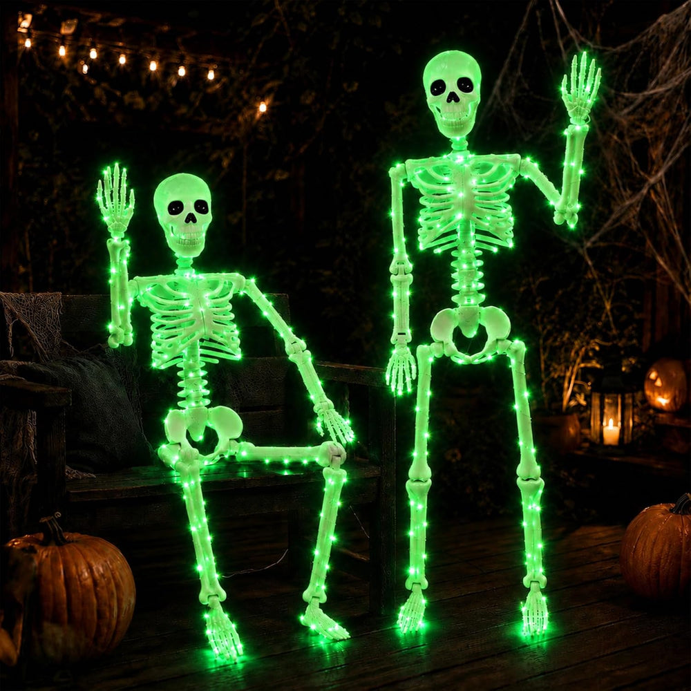 2Pack36 Halloween Light up Skeleton Deco(350 Green Lights,6H autoโOff)
