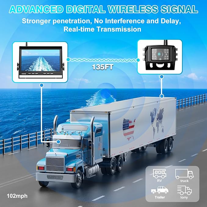 Fookoo HD 10" Wireless Backup Camera System, 1080P 10-inch Quad Split Mo...