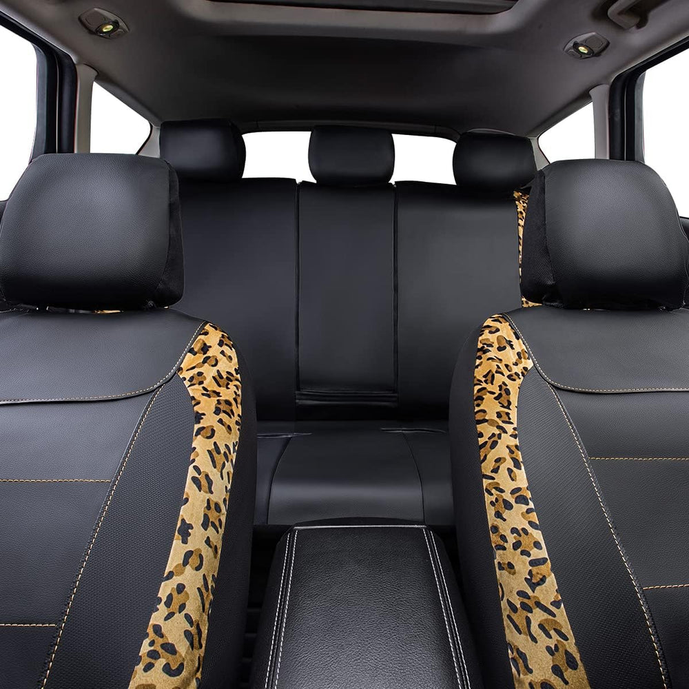 Flying Banner car seat Covers Protects Leopard Printing Velvet Faux Leather C...