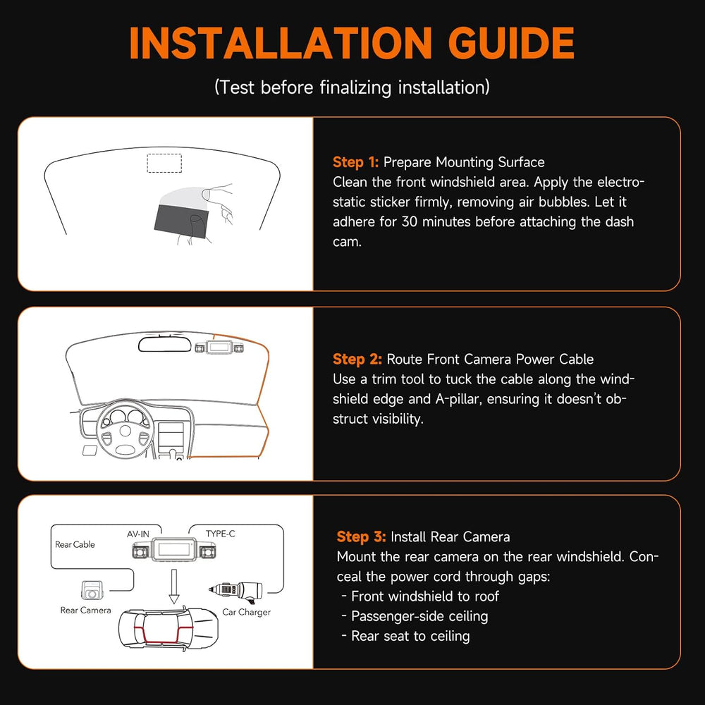 Neideso 360ยฐ Dash Cam Front and Rear Inside, 4 Channel Dash Camera for Car
