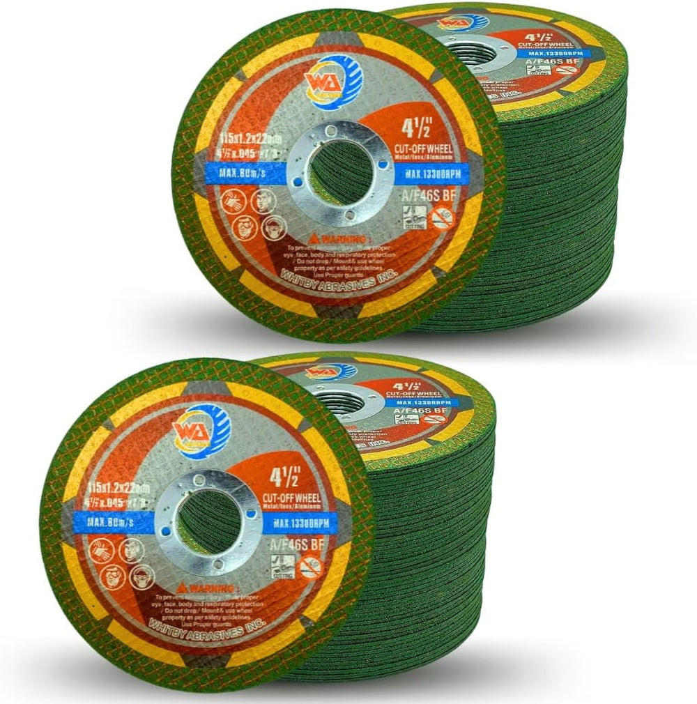 WA 100PACK - 4 1/2 inch Green Cutting Wheels for Metal & Stainless Steel ...